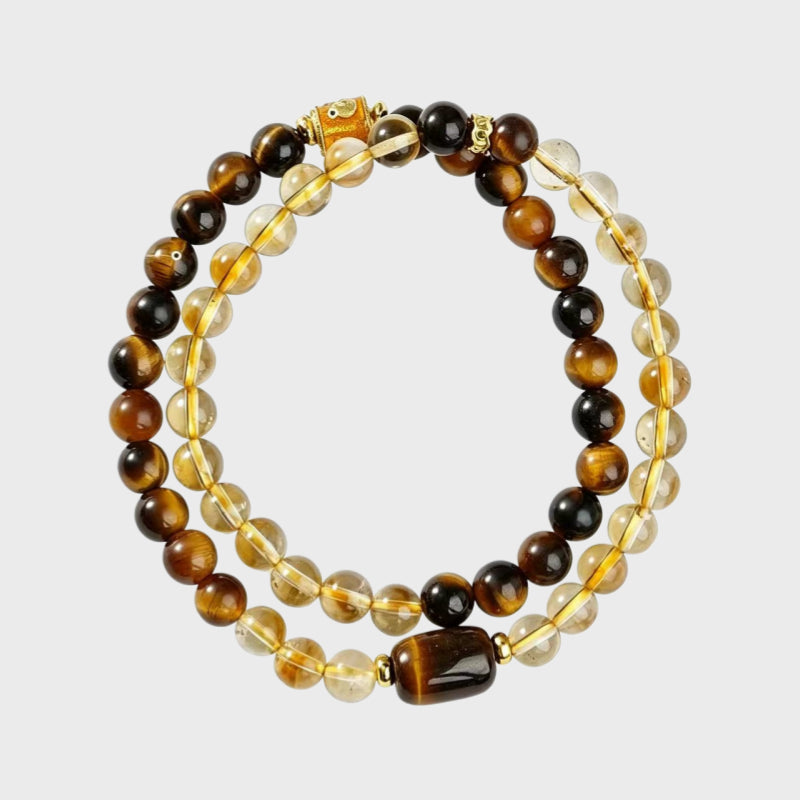 Natural Citrine & Tiger's Eye Bracelet - Success & Wealth