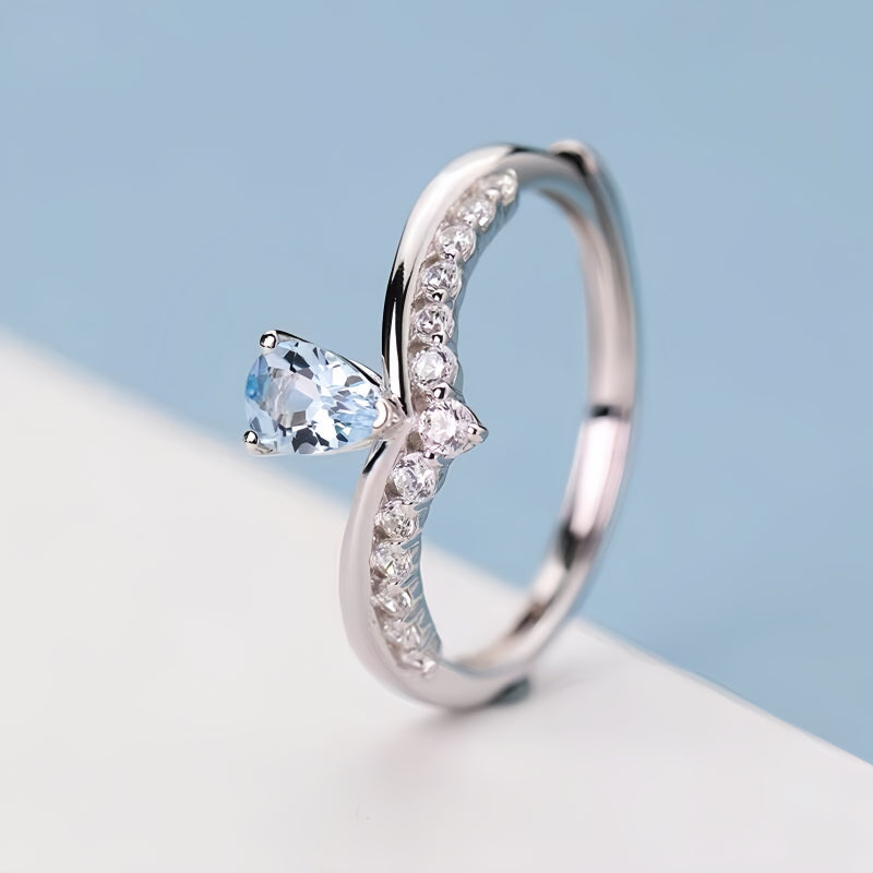 Bague Goutte d'Eau en Aigue-marine – Éloquence et Popularité Accrues