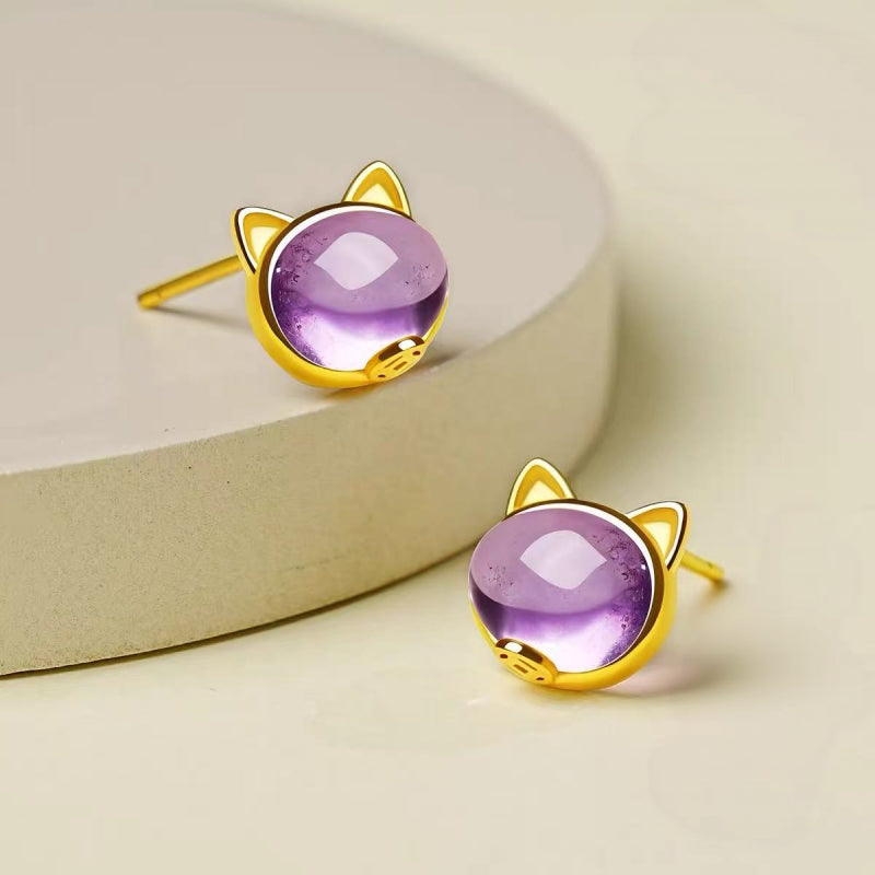 Cat Natural Citrine Earrings - Embrace Abundance