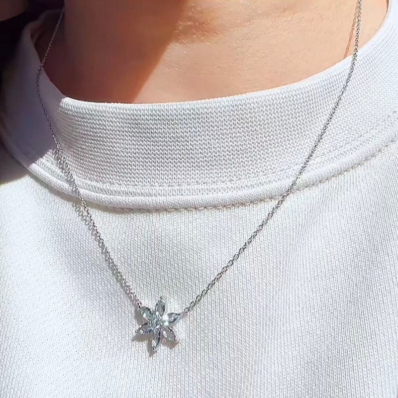 Natural Aquamarine Flower Necklace - Calm Your Energy