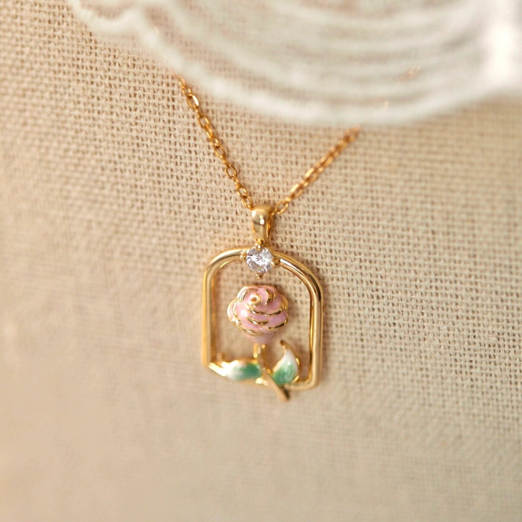 Rose Pink Necklace/Bracelet/Ring/Earrings Set - Sincere Romantic Love