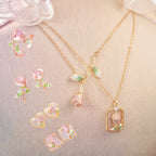 Rose Pink Necklace/Bracelet/Ring/Earrings Set - Sincere Romantic Love