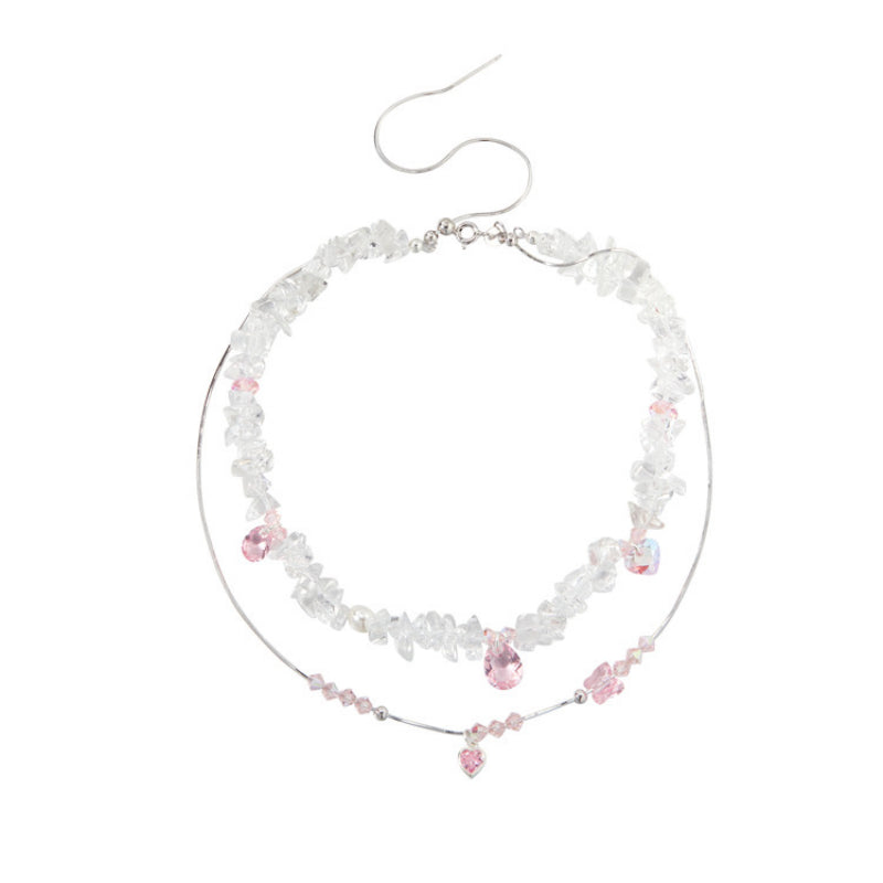 Collier en quartz clair, ras-du-cou superposé, favorisant la chance