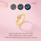 Bague rose en émail lumineux - Bague Amour