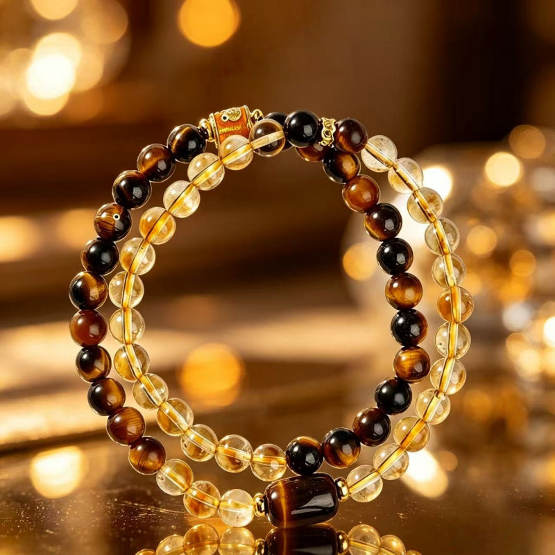 Natural Citrine & Tiger's Eye Bracelet - Success & Wealth