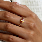 Bague délicate en citrine naturelle plaqué or 14 carats