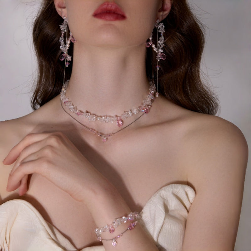 Collier en quartz clair, ras-du-cou superposé, favorisant la chance