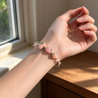 Sweet Wreath Rose Handwoven Rose Quartz Macrame Bracelet - Love & Self-care Energy Healing