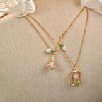 Rose Pink Necklace/Bracelet/Ring/Earrings Set - Sincere Romantic Love