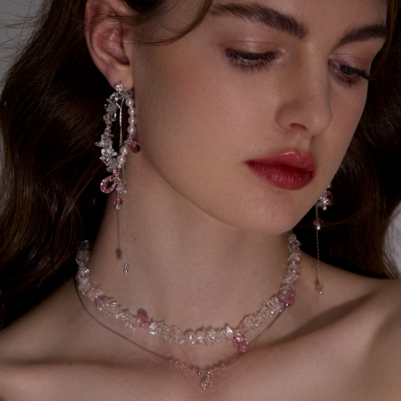Collier en quartz clair, ras-du-cou superposé, favorisant la chance