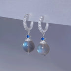 Ensemble Collier et Boucles d'Oreilles Pierre de Lune Grise & Quartz Transparent – Apaise les Émotions, Purifie l'Aura