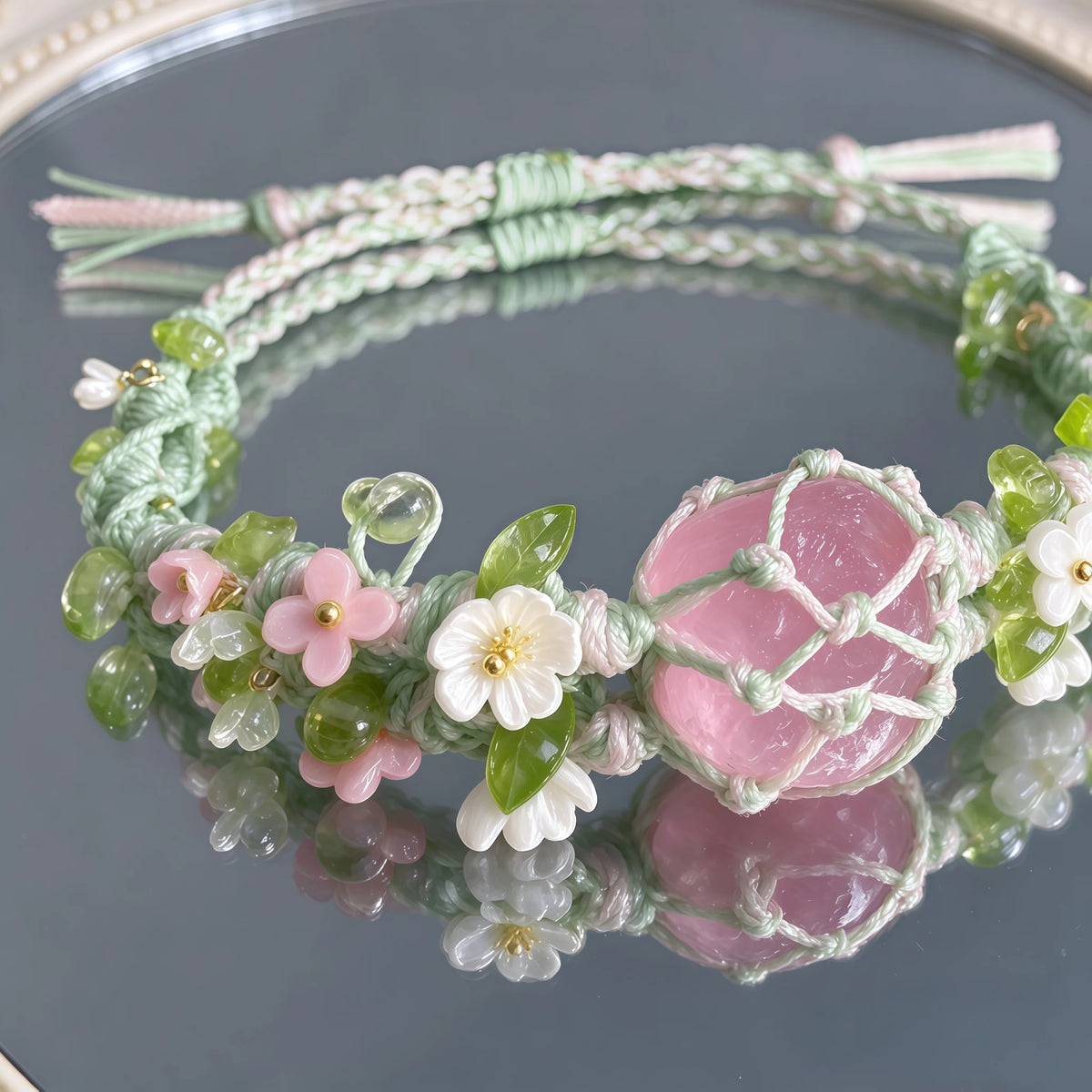 Bracelet tressé floral fait main