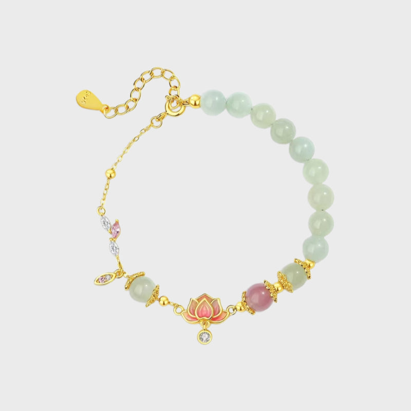 Lotus Inner Glow Natural Hetian Jade Bracelet