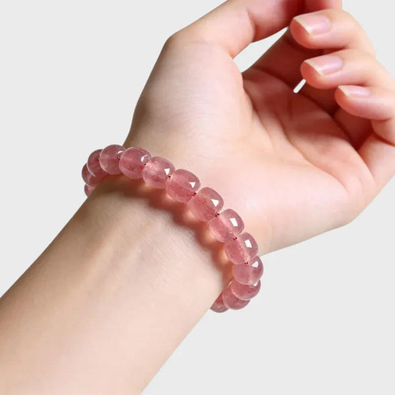 Rose Link Natural Strawberry Quartz Bracelet