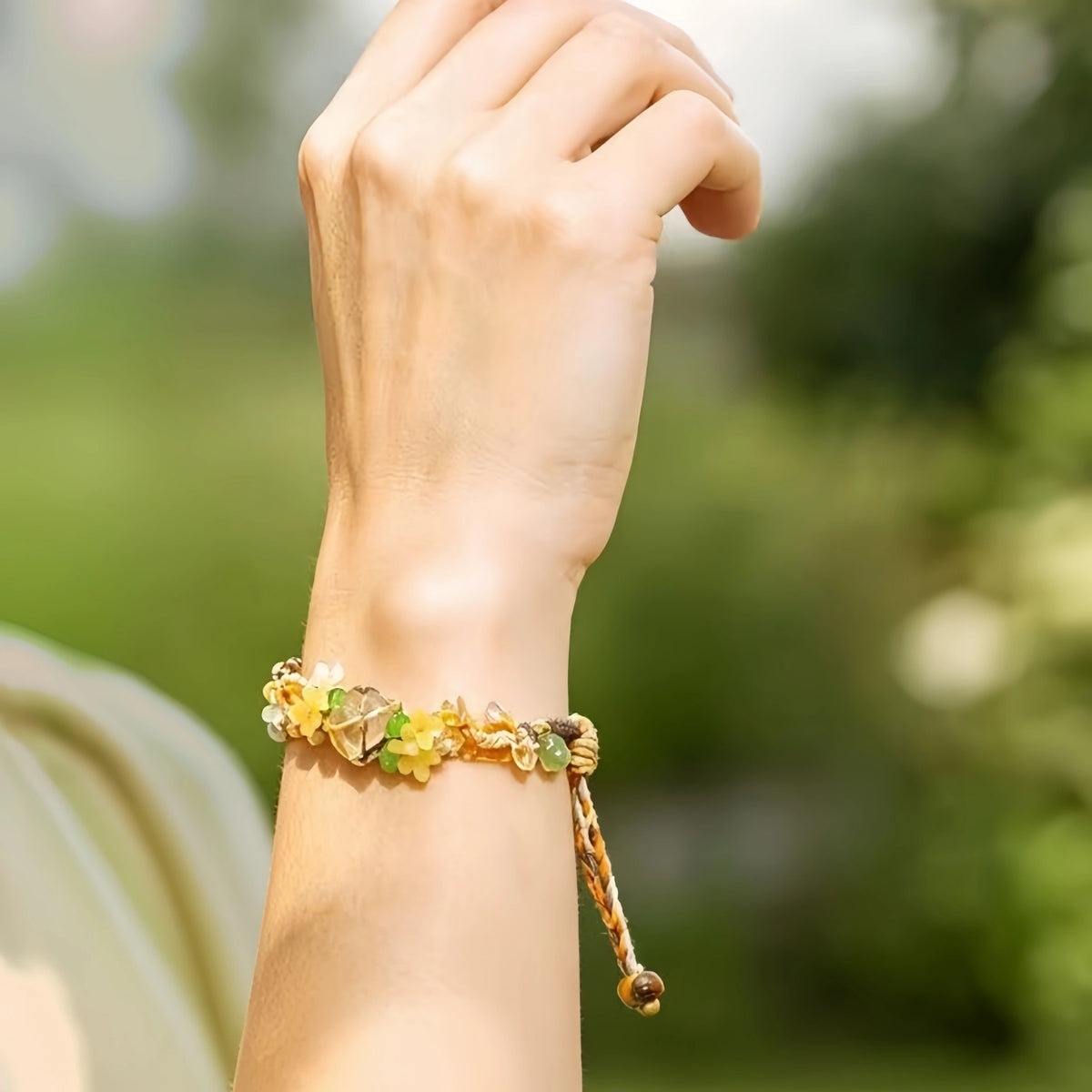 Natural Citrine Braided Bracelet - For Abundant Energy