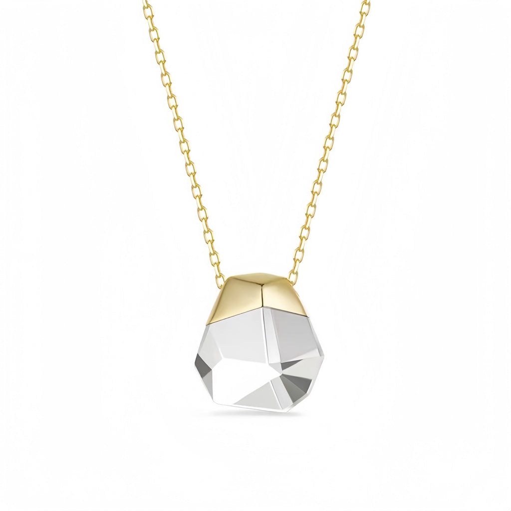 Irregular Faceted Clear Quartz Crystal Necklace - Positive Energy, Poise, and Steady Good Fortune