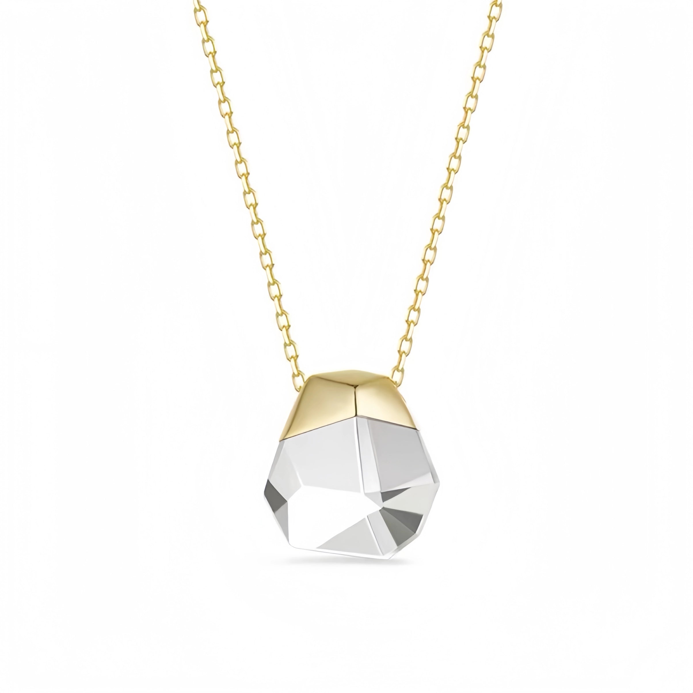 Irregular Faceted Clear Quartz Crystal Necklace - Positive Energy, Poise, and Steady Good Fortune
