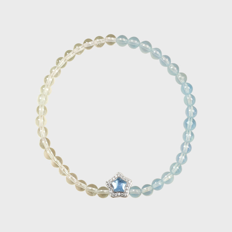 Lucky Star Clear Quartz & Aquamarine Bracelet