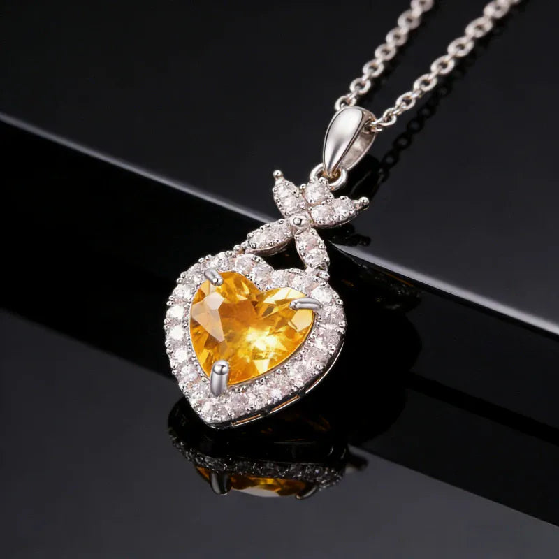 Golden Arrow Heart Natural Crystal Necklace