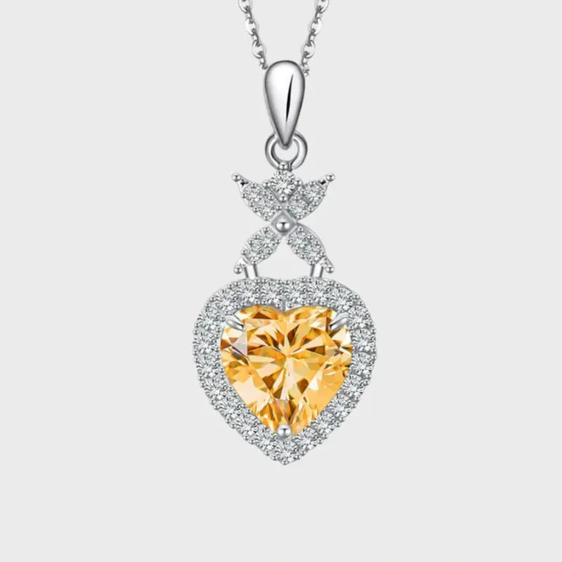 Golden Arrow Heart Natural Crystal Necklace