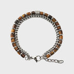 Bracelet Œil de tigre naturel « Dune de sable » — Chaîne cubaine minimaliste