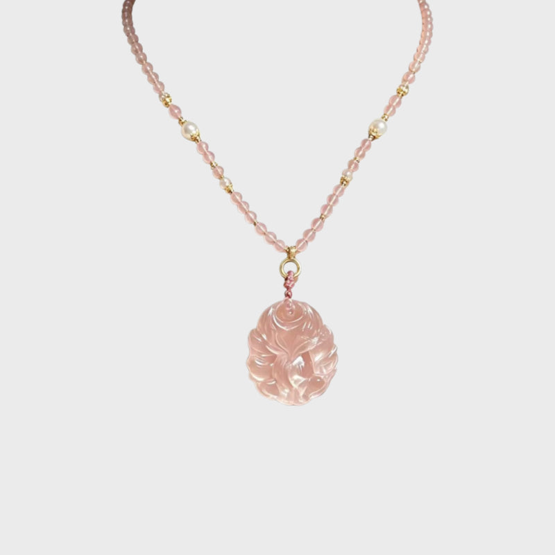Rose Quartz Nine-tailed Fox – Charm & Spiritual Protection