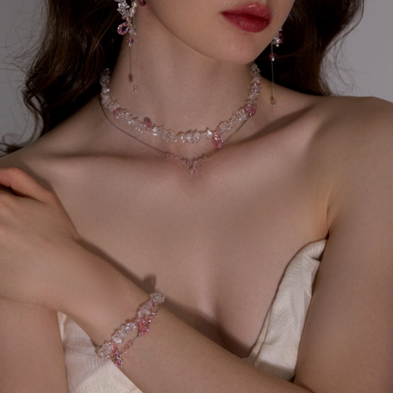 Collier en quartz clair, ras-du-cou superposé, favorisant la chance