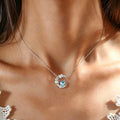 Moon & Star Blue Topaz Necklace - Boost Personal Vibe