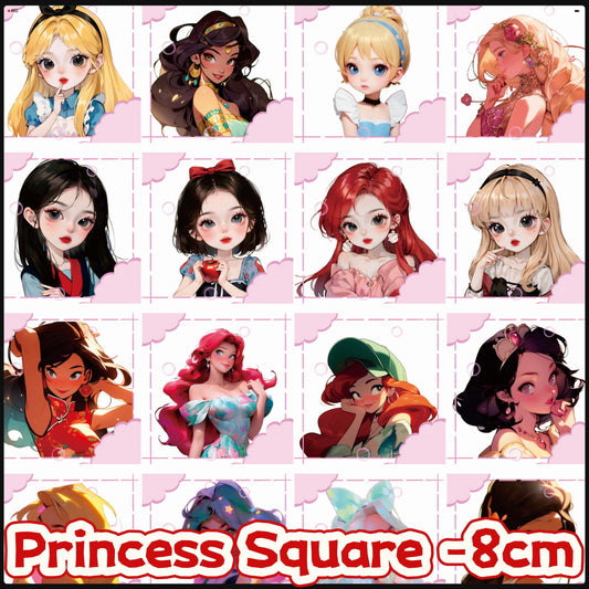 Princess Square 8cm Acrylic Charms for DIY match game-open in live
