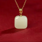 Hetian Jade Sugar Cube Necklace - Sugar Cube Charm for Sweet Blessings