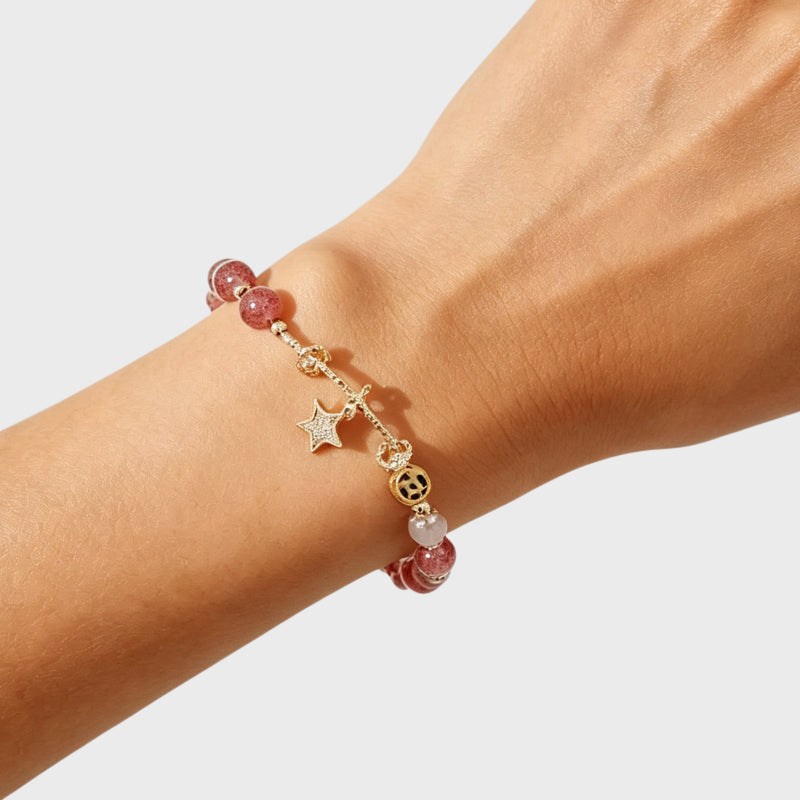 Shining Star Strawberry Quartz Bracelet