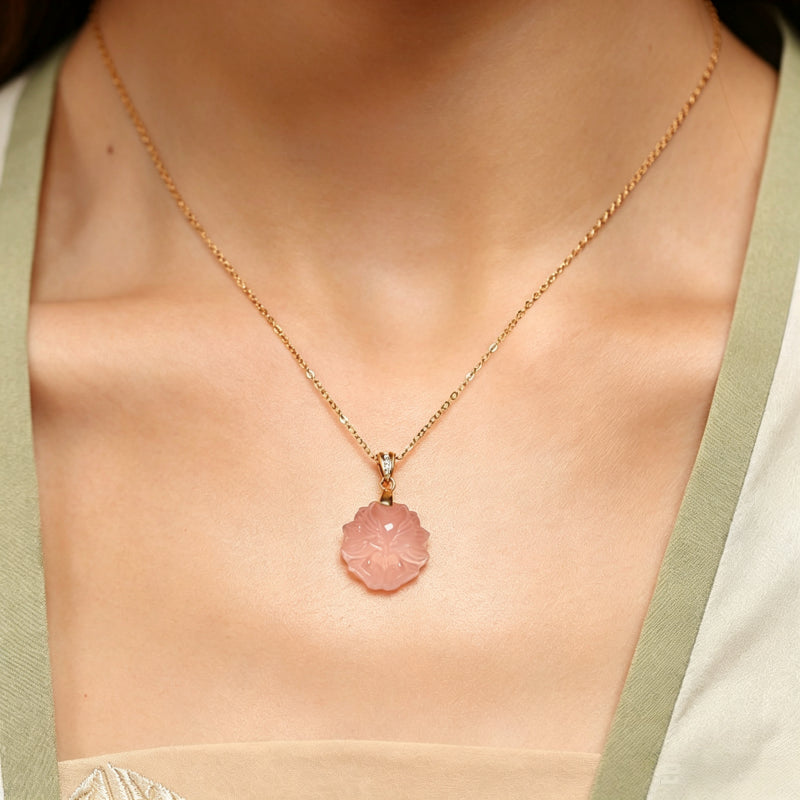 Rose Quartz Nine-Tailed Fox Necklace – Attract Love, Boost Charm, Open Heart