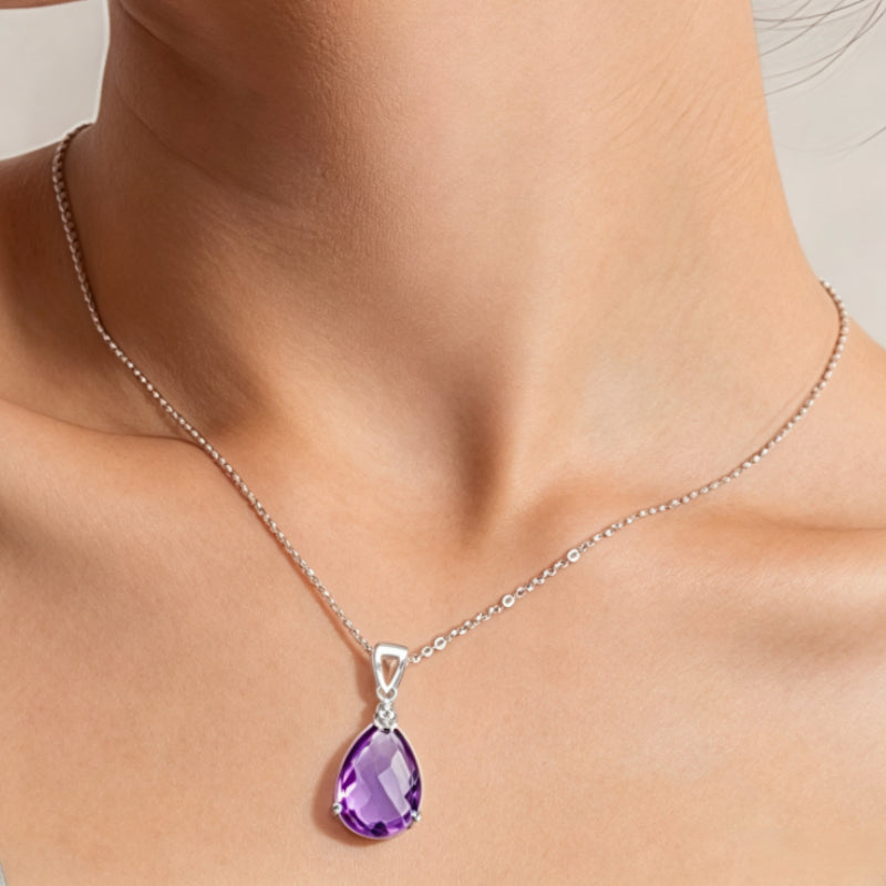 Serene Violet Drop Natural Crystal Necklace — Find Balance with Amethyst Energy