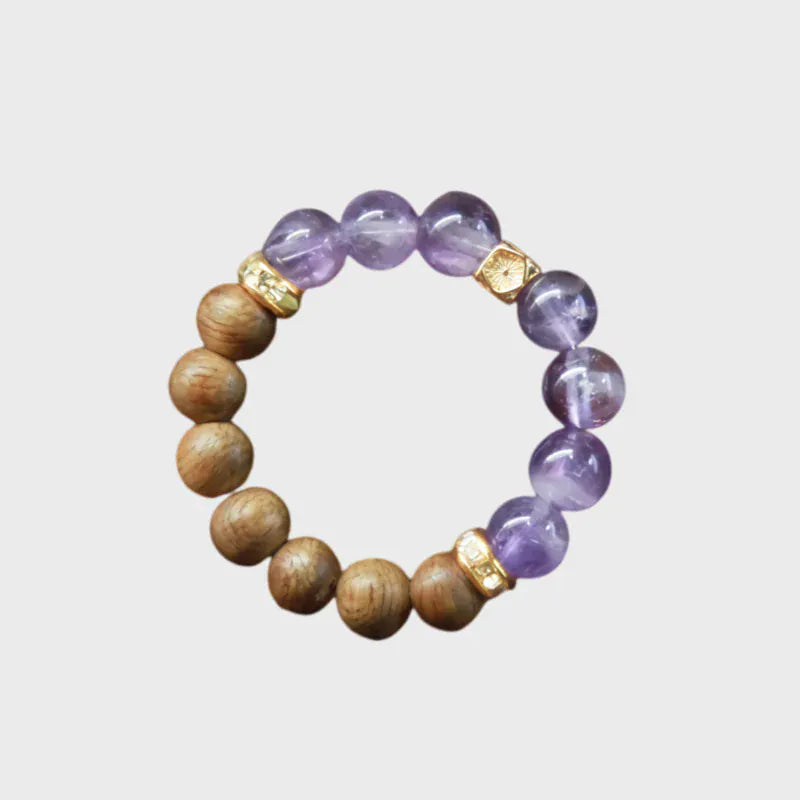 Clam&Lucky Natural Amethyst Agarwood Ring