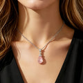 Collier goutte de rosée rose en cristal naturel
