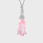 Collier goutte de rosée rose en cristal naturel