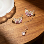 Boucles d'oreilles asymétriques en quartz rose, Princesse Conte de fées – Romance & Confiance