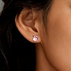 Zodicalm Natural Rose Quartz S999 18K Rose Gold Plating Blessing Earrings