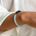 Bracelet Aigue-Marine et Obsidienne Guérison Océanique
