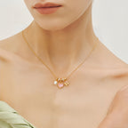Pink Shell Heart & Pearl Necklace - Attract Gentle Luck