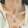 Collier Papillon Aigue-marine Naturelle - Doux comme l'eau, libre comme un papillon