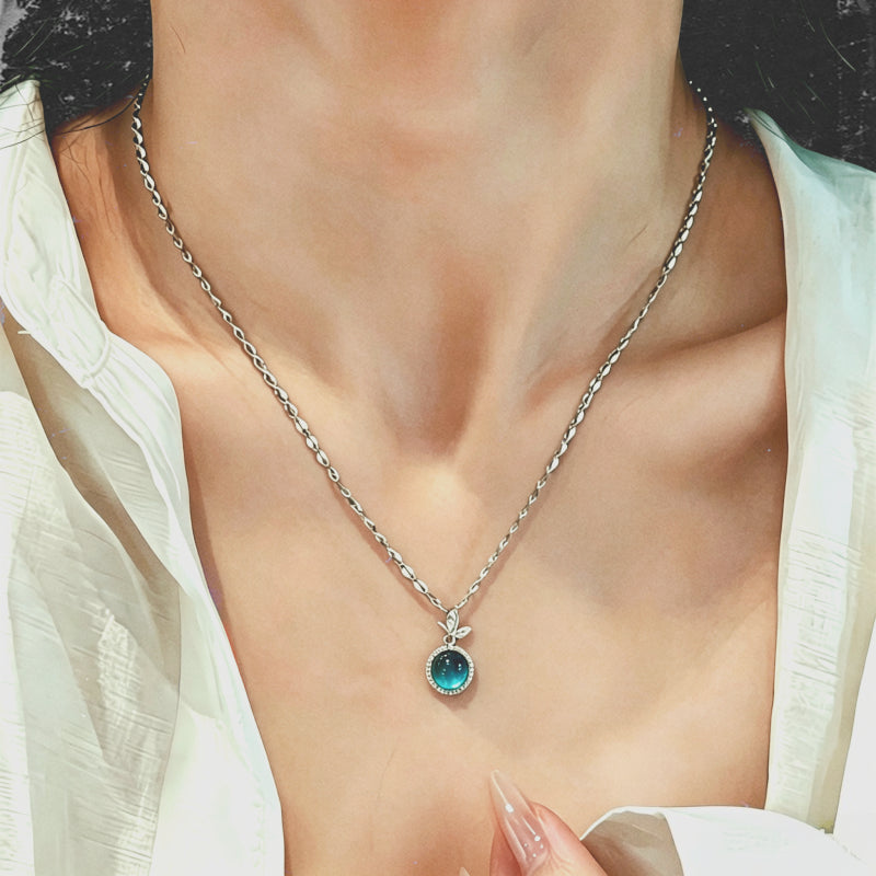 Natural Aquamarine Butterfly Necklace - Gentle as Water, Free as a Butterfly