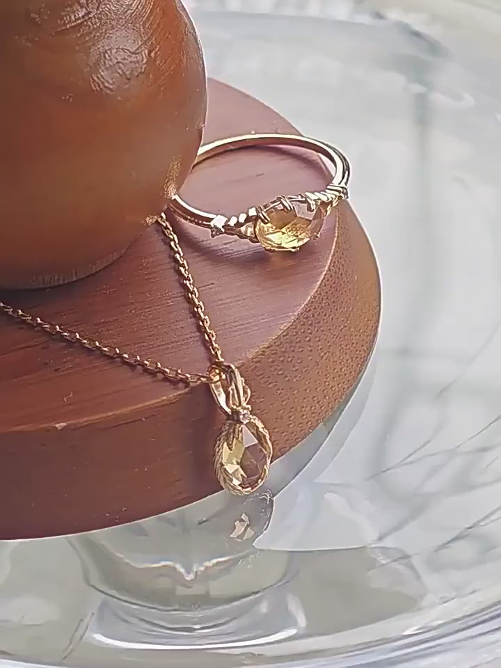 Bague Citrine Naturelle Histoire de Rose Chance&Prospérité