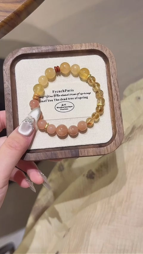 Yellow Tourmalinated Quartz & Andesine Bracelet - Seize Business Opportunities