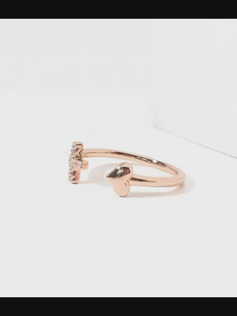Rose Gold/Silver Diamond Cross Open Ring, Blessing Ornament
