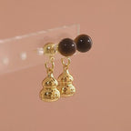 Golden Gourd Tiger Eye Stud Earrings - Fortune Blessing Jewelry
