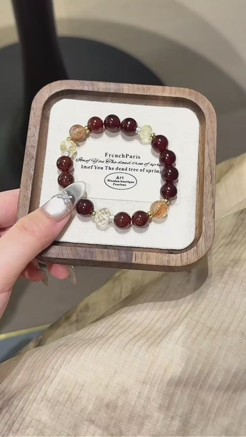 Garnet & Super Seven Gold Bracelet - Wealth‑guarding Spirit