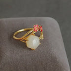 Bague en jade Hetian Prunier Branche d'Or – Là où la chance rencontre la paix intérieure