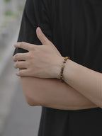 Bracelet en pierre naturelle Œil de tigre S925, Cadeau de Saint-Valentin pour petit ami