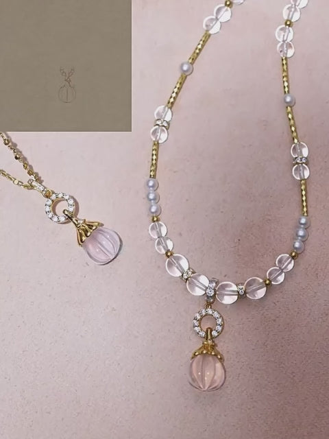 Flacon de parfum en quartz rose et quartz clair – Amour et Clarté